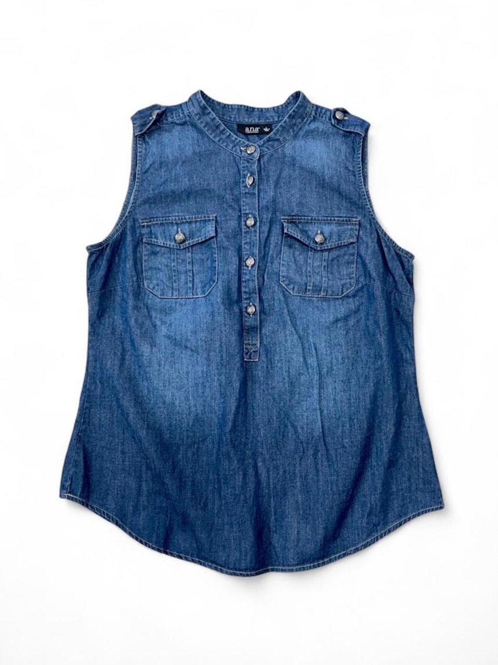 a.n.a Denim Shirt in Indigo Blue Size L